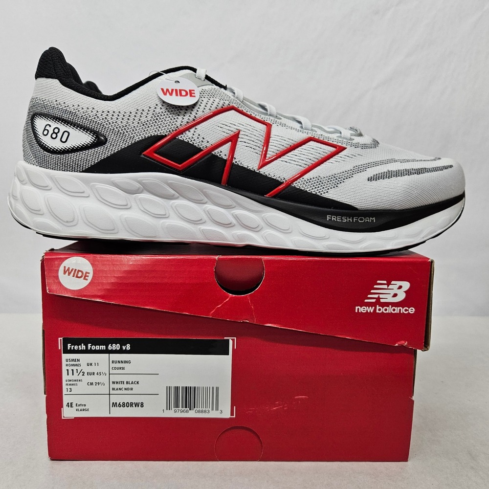 New Balance Fresh Foam 680 V8 Running Shoe M680RW8 White Black Men Sz 11.5 XWide - Picture 3 of 11